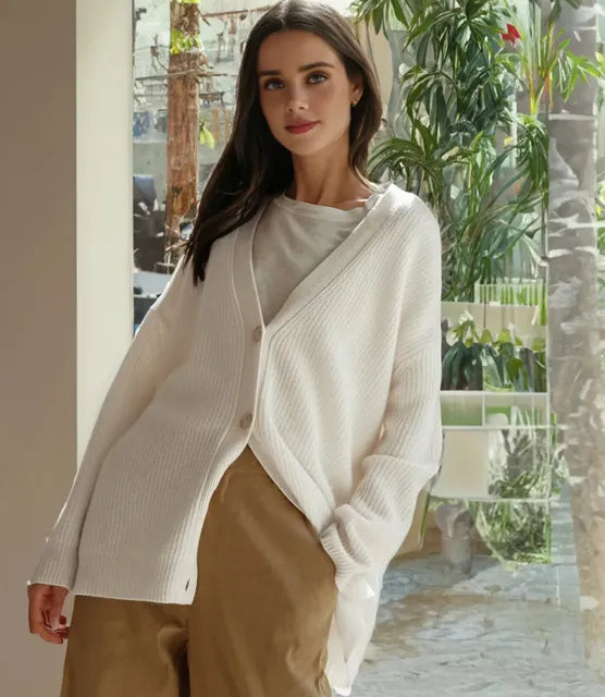 Damen Strickjacke mit V-Ausschnitt | Überdimensionale