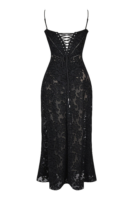 Floral besticktes Damenkleid | Maxi