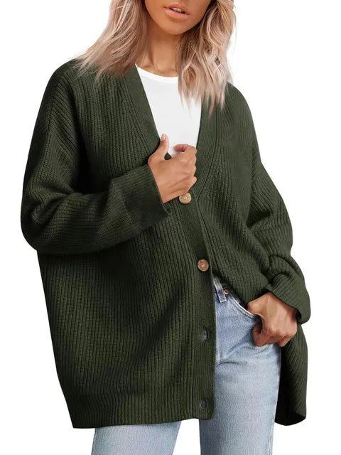 Damen Strickjacke mit V-Ausschnitt | Überdimensionale