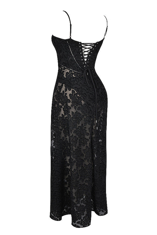 Floral besticktes Damenkleid | Maxi