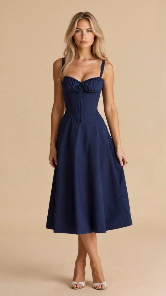 Damen Sweetheart Ausschnitt Blumen Kleid | Midi