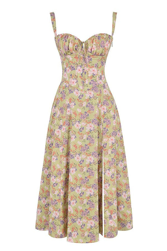 Damen Sweetheart Ausschnitt Blumen Kleid | Midi