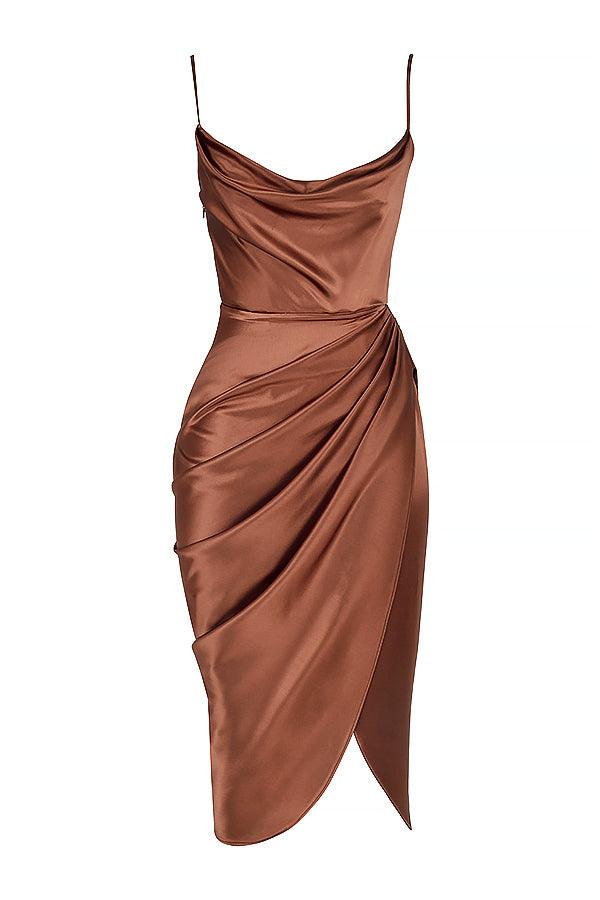 Damen Satin Korsettkleid | Midi