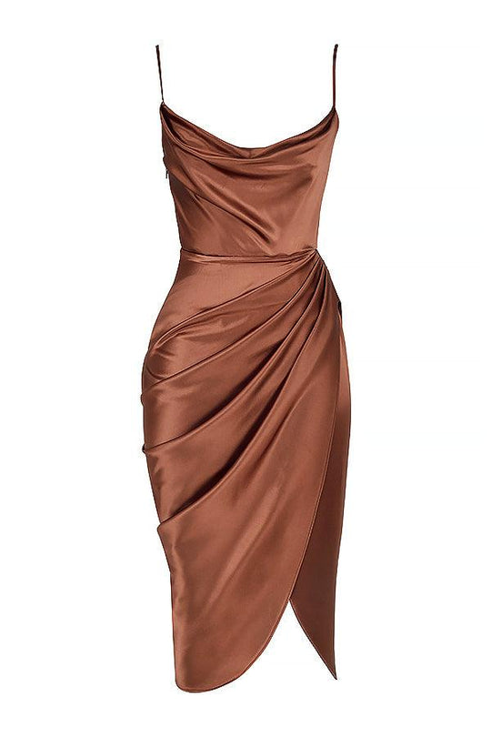 Damen Satin Korsettkleid | Midi