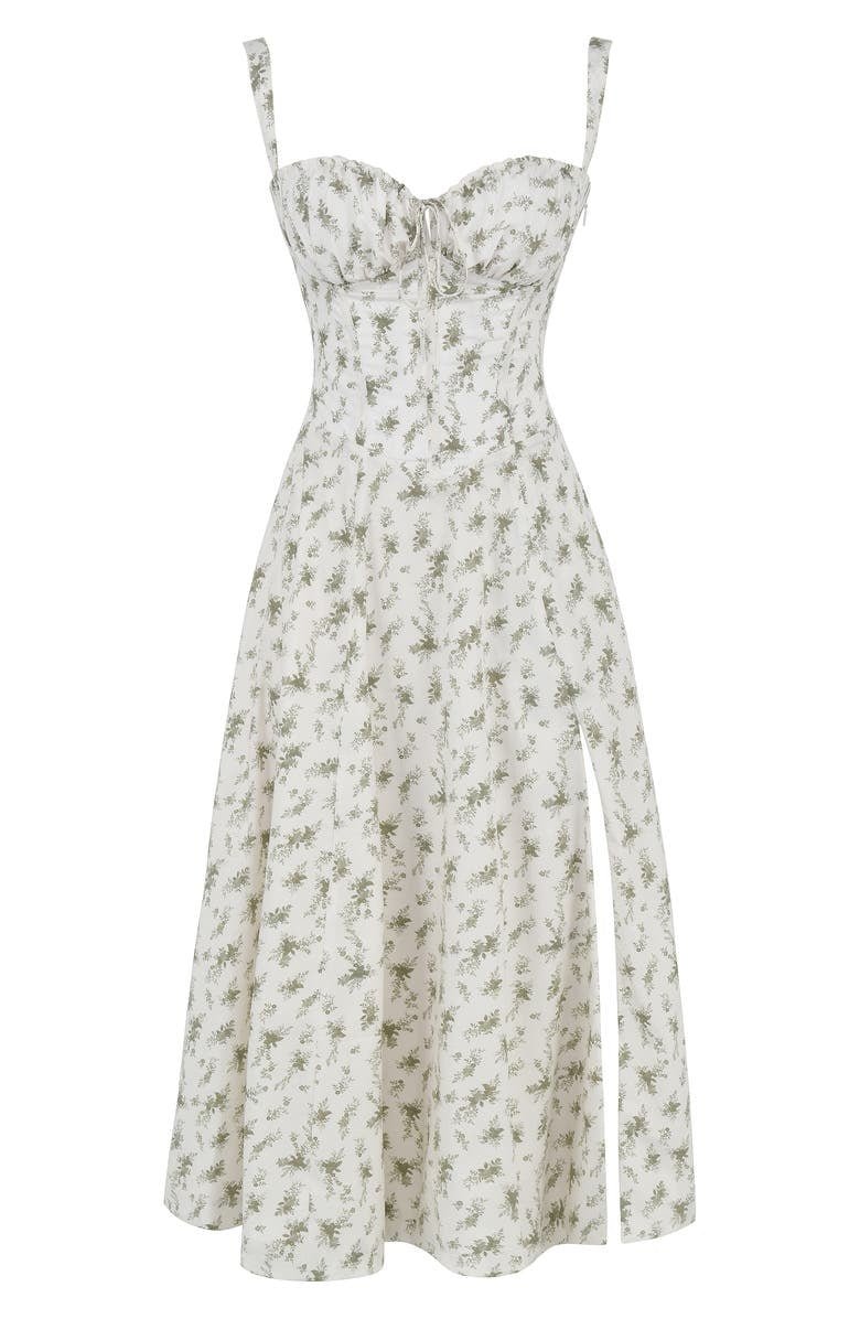 Damen Sweetheart Ausschnitt Blumen Kleid | Midi