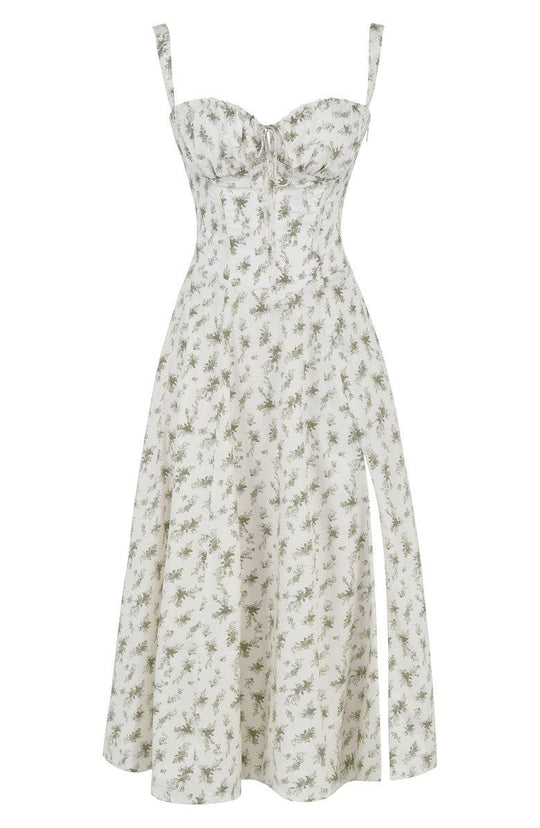 Damen Sweetheart Ausschnitt Blumen Kleid | Midi