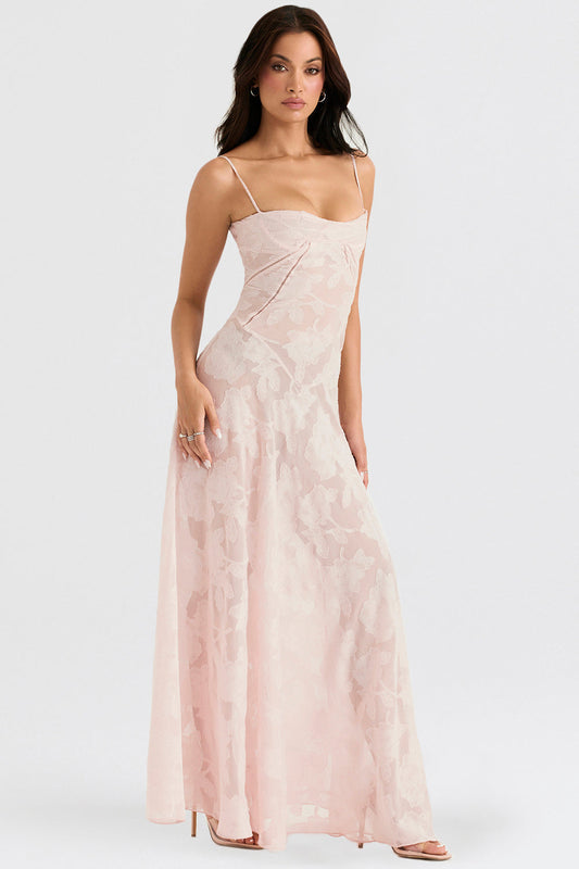 Floral besticktes Damenkleid | Maxi