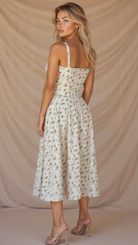 Damen Midi-Sonnenkleid | Hoher Schlitz