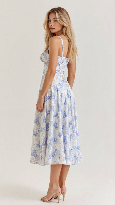 Damen Midi-Sonnenkleid | Hoher Schlitz