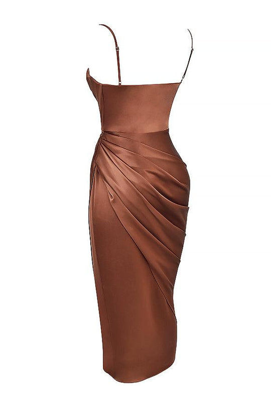 Damen Satin Korsettkleid | Midi