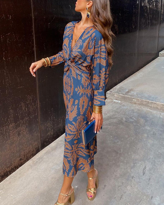 Plissiertes Kleid im Wickel-Stil für Damen | Midi
