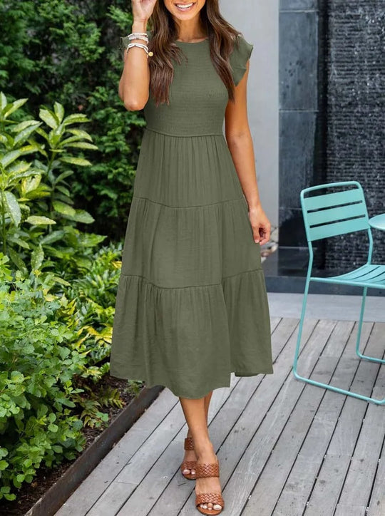 Fließendes Böhmisch Kleid für Damen | Midi