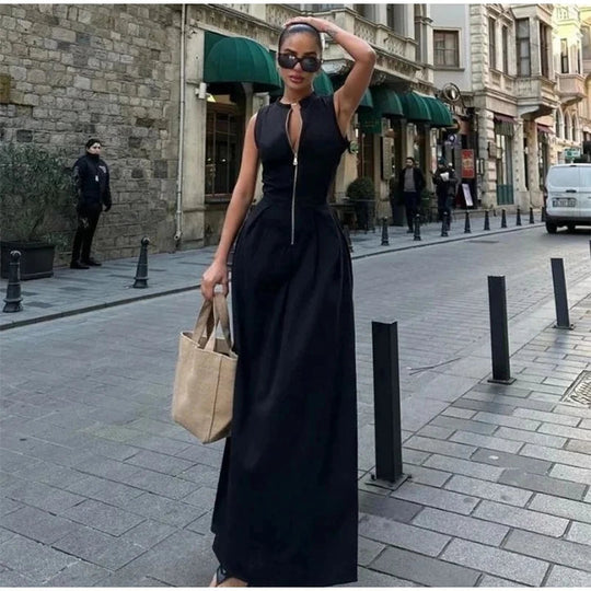 Damen-Kleid mit Reißverschluss | Maxi