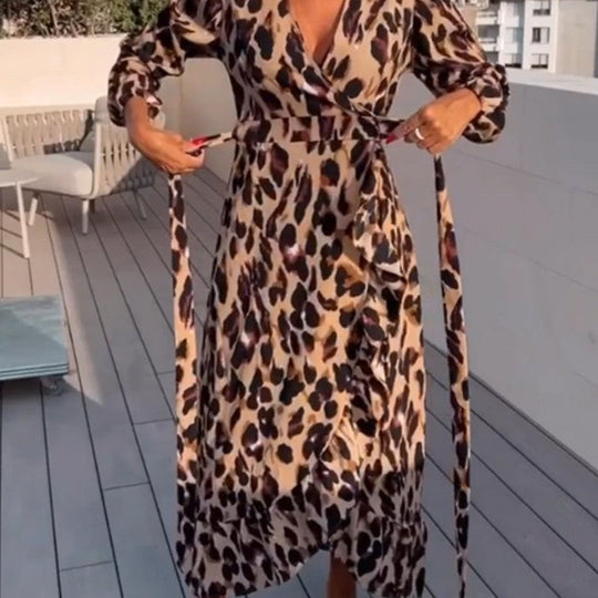 Leopardenmuster-Kleid für Damen | Midi