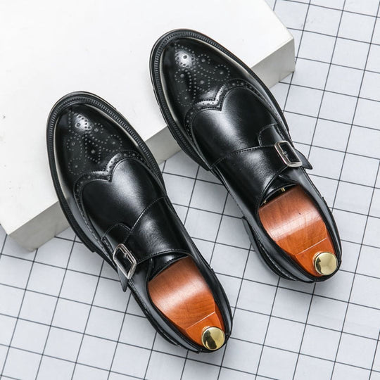 Mönchsriemen-Flügelkappen-Brogue-Oxford-Businessschuhe für Herren | Formell