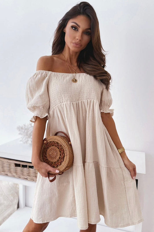 Damen Schulterfrei Sommerkleid | Mini