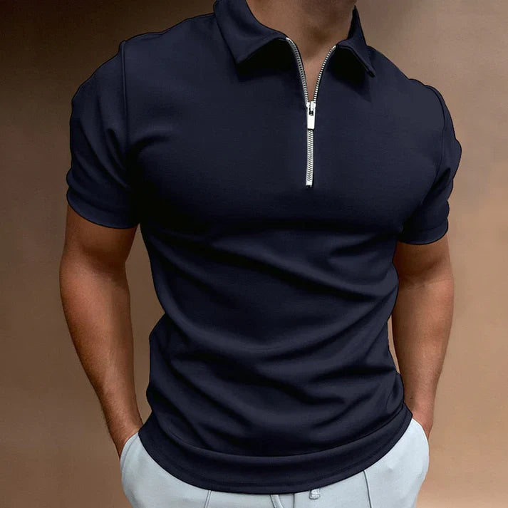 Herren Reißverschluss Polo | Kurzärmelig