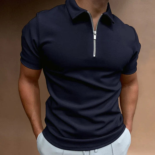 Herren Reißverschluss Polo | Kurzärmelig