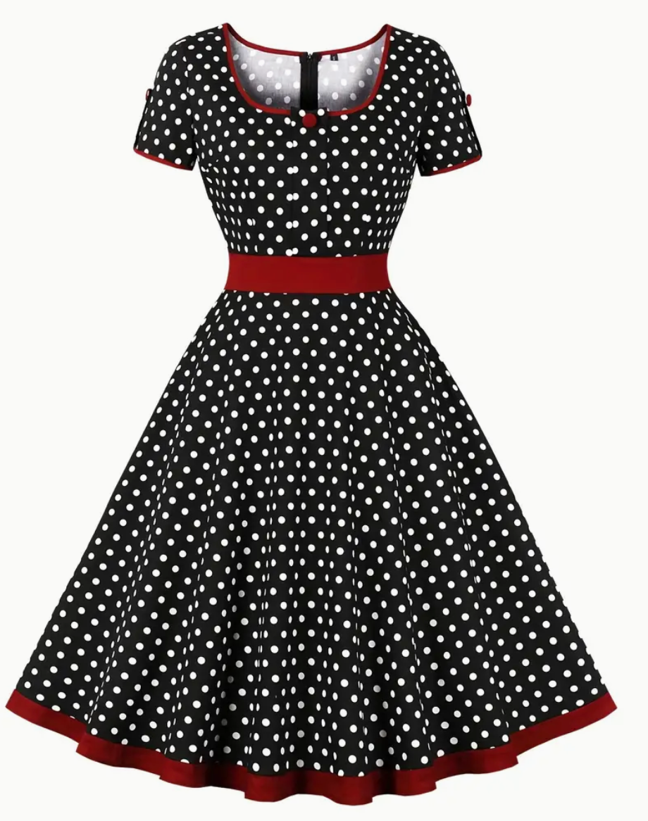 Damen Vintage-Pünktchenkleid | Frühling/Sommer
