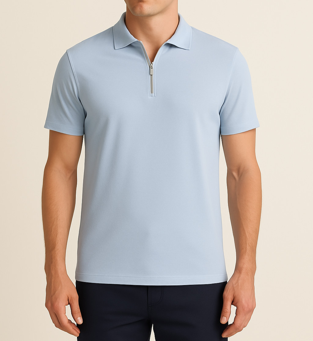 Herren Reißverschluss Polo | Kurzärmelig