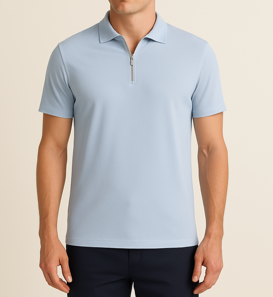 Herren Reißverschluss Polo | Kurzärmelig