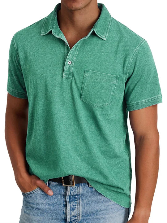 Lässiges Poloshirt im Denim-Aussehen für Herren | Kurzärmelig