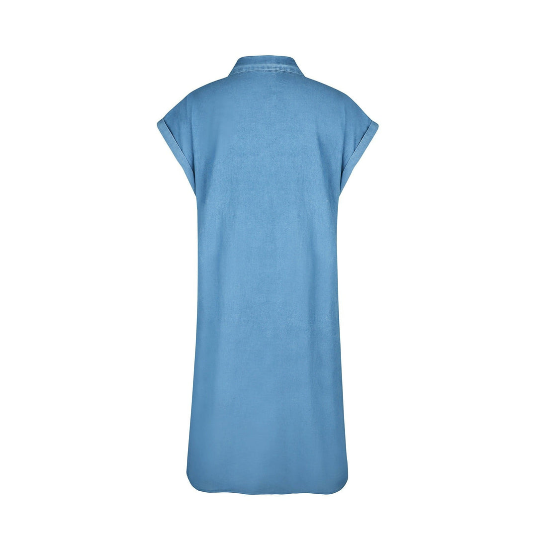 Kurzärmeliges Denim-Kleid | Midi für Damen