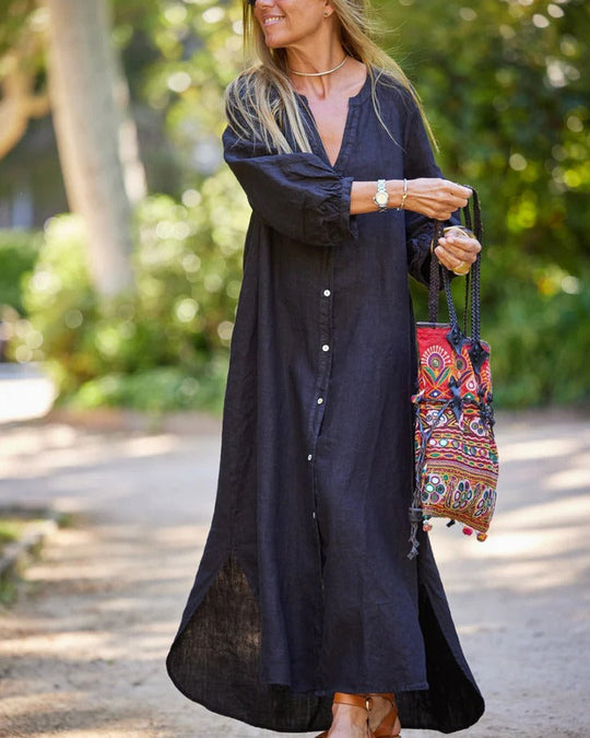 Damen Kleid mit übergroßen Puffärmeln | Maxi