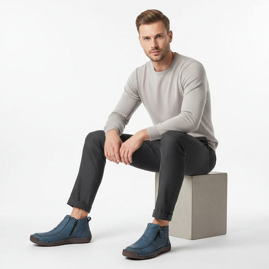 Seitenreißverschluss Stiefel in Knöchelhöhe für Herren | Mokassin-Nähte