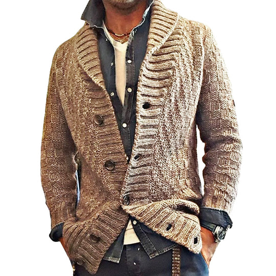 Strickjacke mit Knöpfen für Herren | Cardigan mit Schalkragen