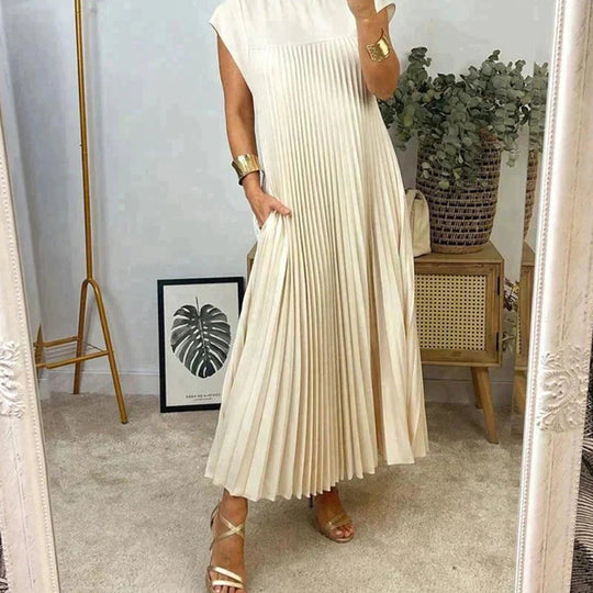 Fließendes Plisseekleid für Damen | Midi