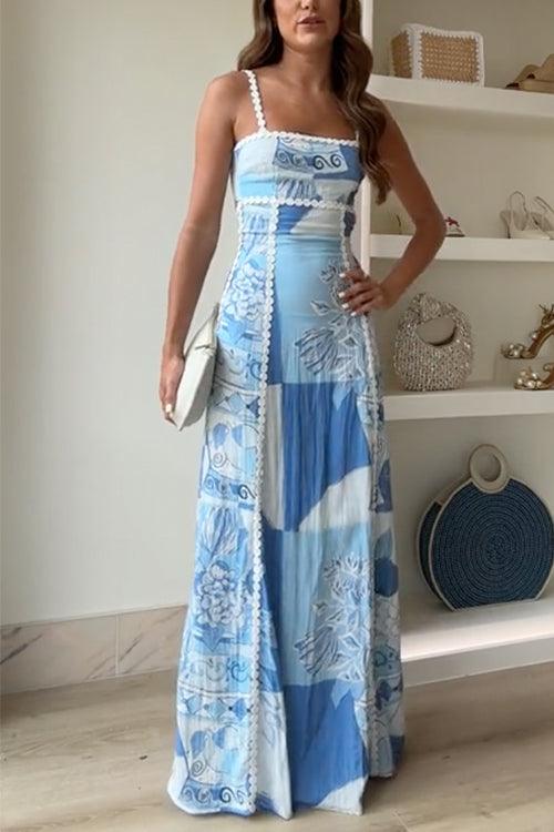 Sommerkleid mit Kacheldruck | Maxi für Damen