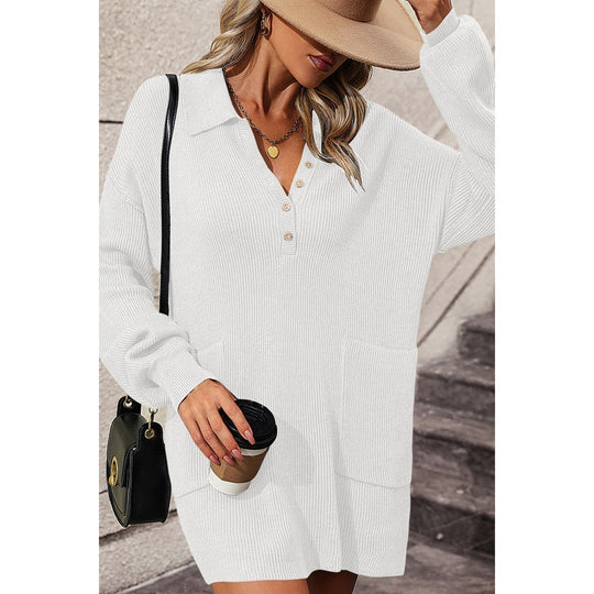 Damen-Strickkleid im Polostil | Mini