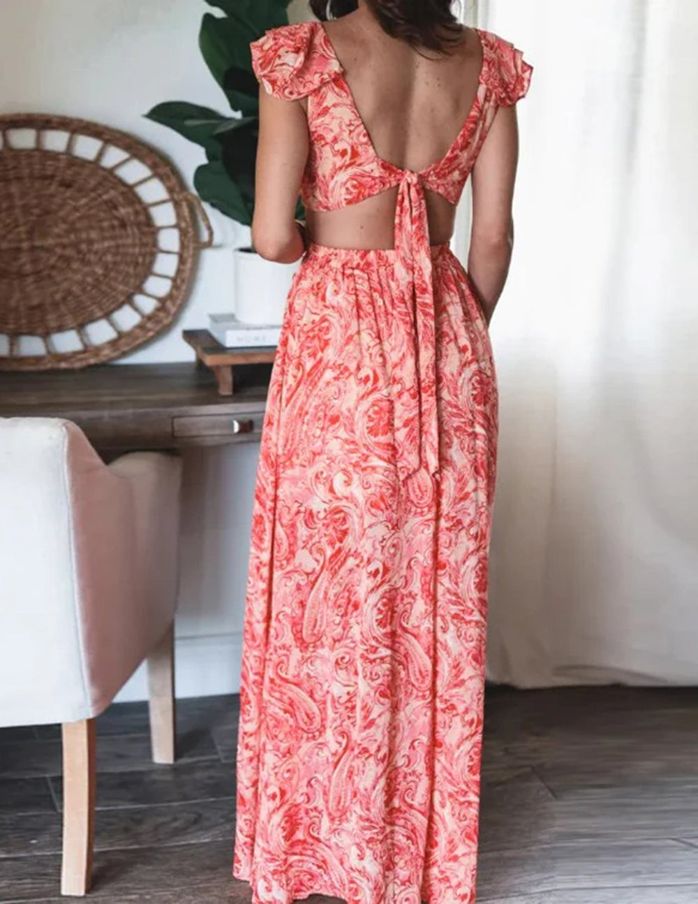 Damen Maxi Kleid mit Blumenmuster | ärmellos