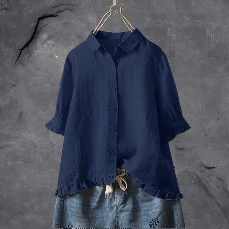 Damen Sommerbluse | Geraffte Ärmel