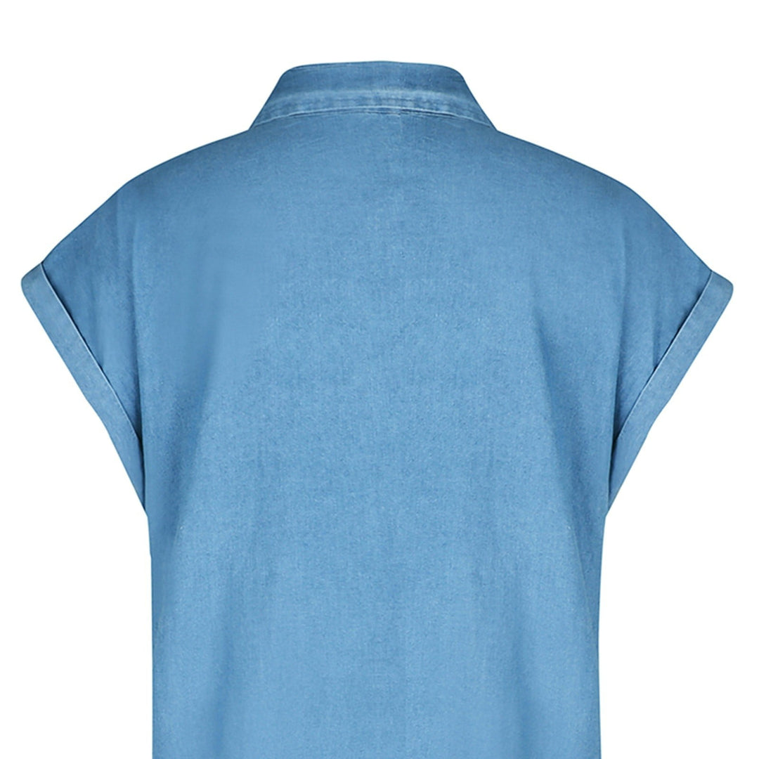 Kurzärmeliges Denim-Kleid | Midi für Damen