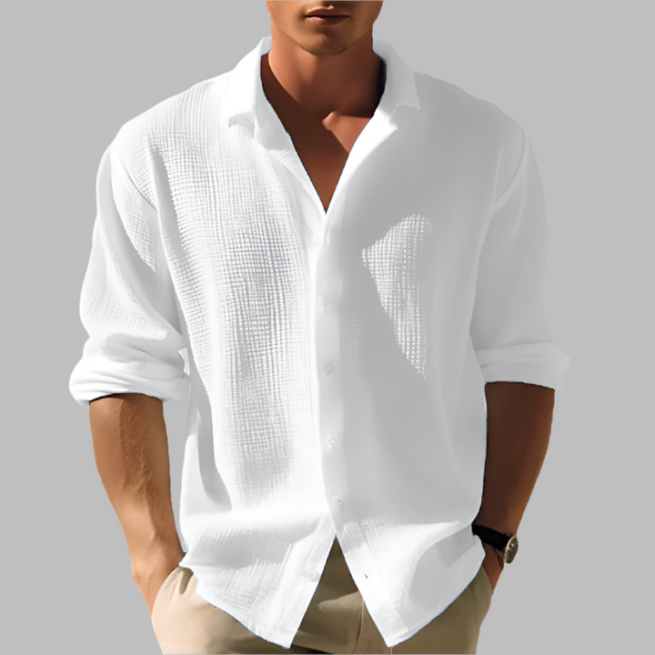 Casualowa męska koszula z długim rękawem | z kołnierzykiem button-down