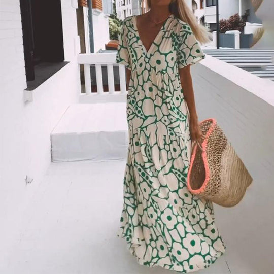 Damen Kleid mit kurzen Ärmeln | Midi