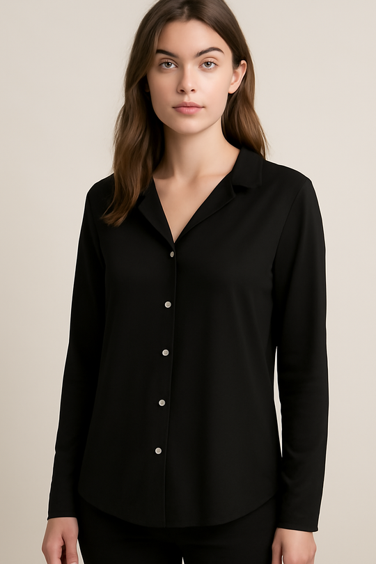 Bluse mit einfarbigen Rollärmeln für Damen | Büro