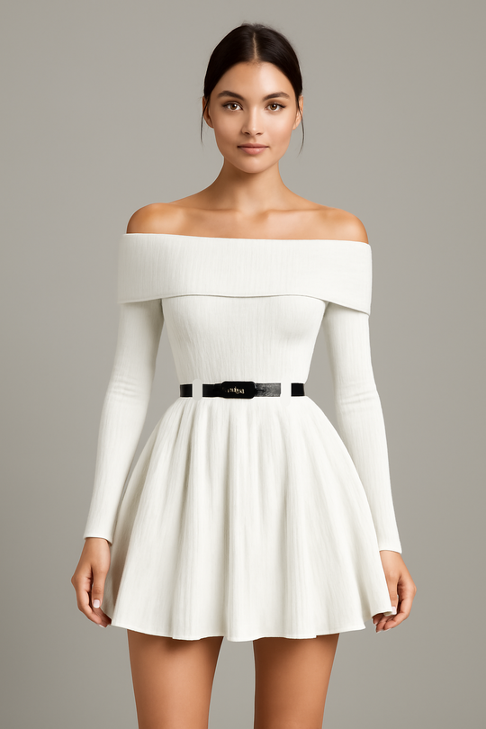 Schulterfreies Kleid für Damen | Midi