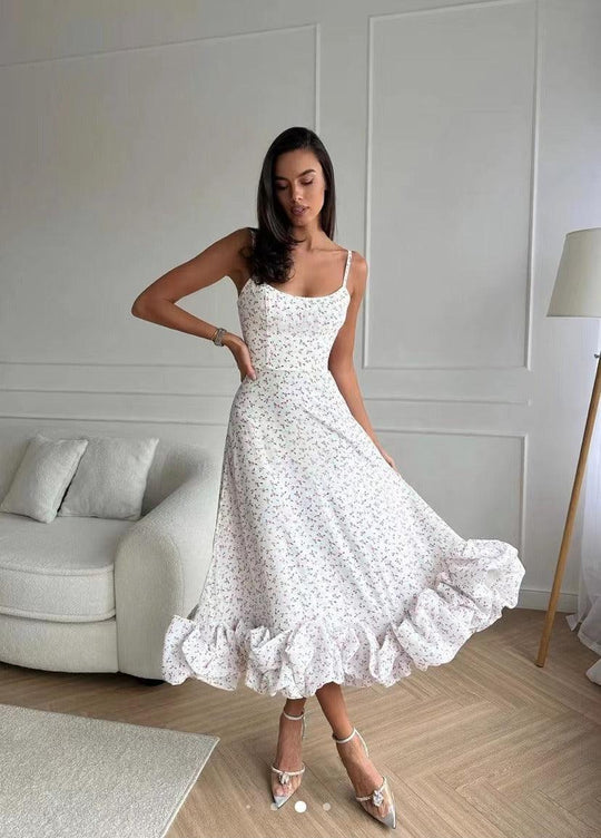Gekräuselt Damenkleid | Maxi
