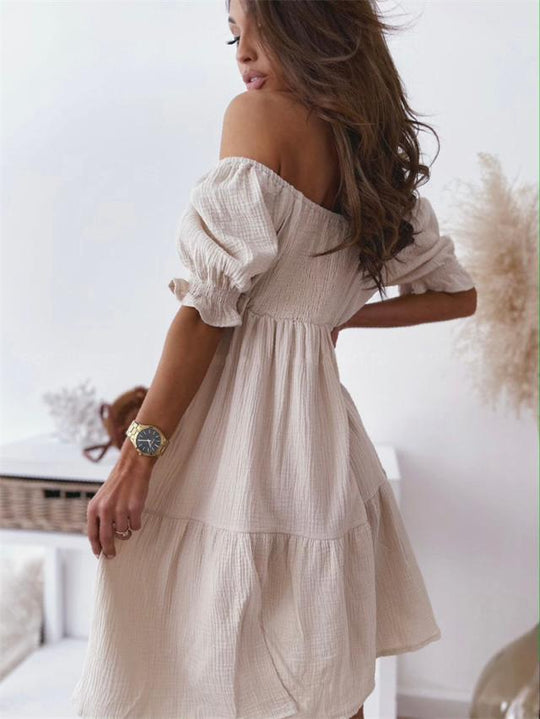 Damen Schulterfrei Sommerkleid | Midi