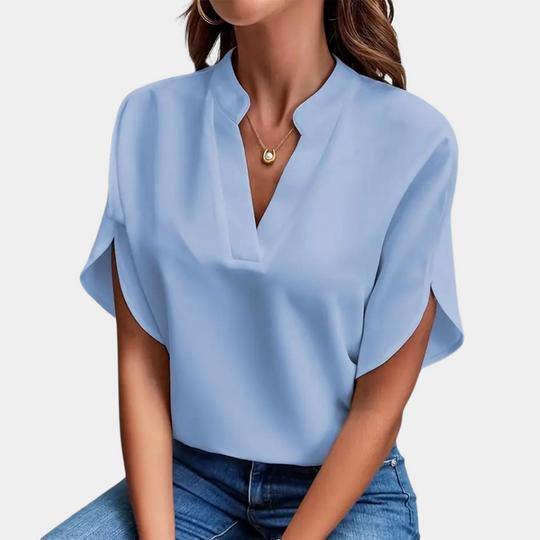 Damen Kurzarm Sommerbluse | V-Ausschnitt