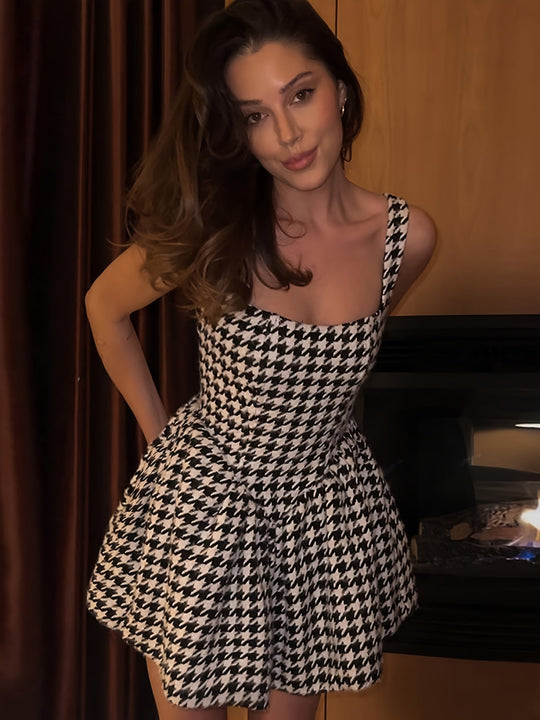 Houndstooth-Kleid für Damen | Mini