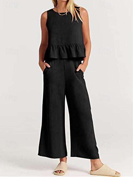 Zweiteiliges Damen-Sommer-Set | Weites Bein