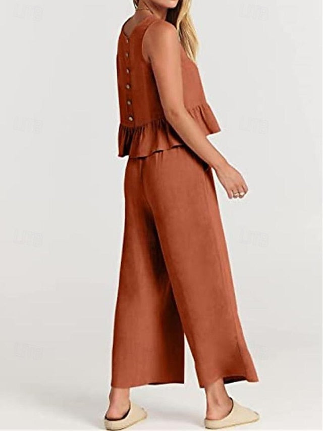 Zweiteiliges Damen-Sommer-Set | Weites Bein