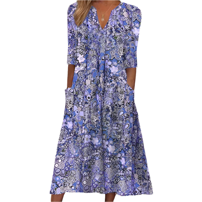 Damen Baumwolle Boho Kleid | Midi