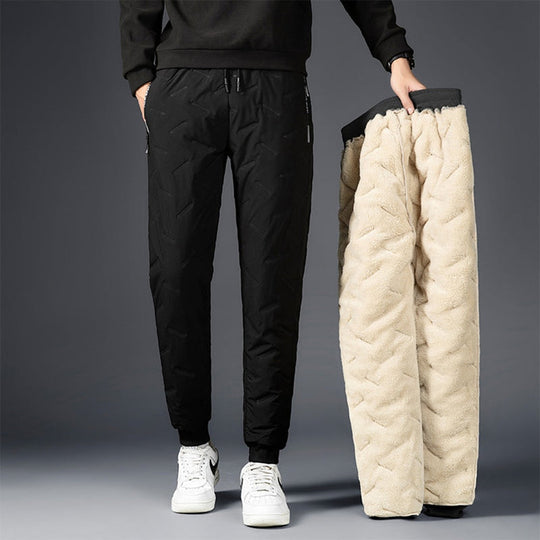 Fleece Gefütterte Gesteppte Jogger Hose für Herren | Kordelzug Taille