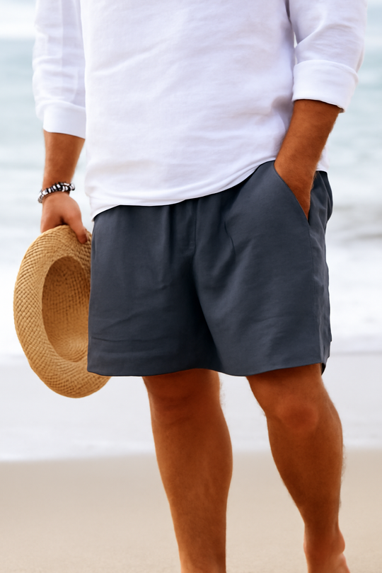 Herren Leinen Kurze Hosen für Sommer | Kordelzug