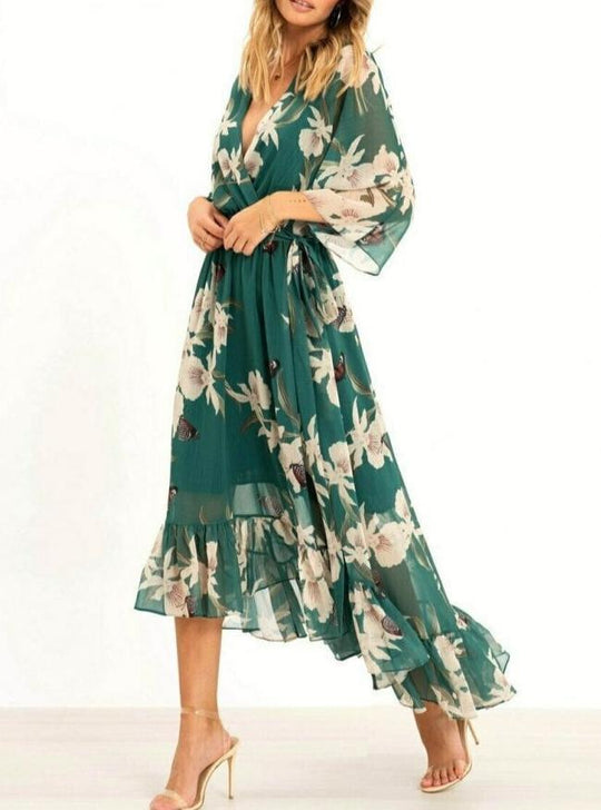 Damen Sommerkleid mit Rüschen | Bund